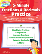 5 minute fractions & decimals  practice