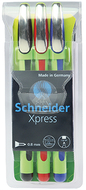 Schneider 3pk assorted xpress  fineliner fiber tip pen