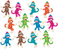 Sock monkeys solids accents variety  pack
