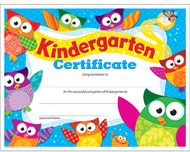 Kindergarten certificate owl stars