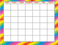 Tie-dye wipe-off monthly calendar  grid 22x28