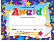 Certificate of award stars 30/pk  8-1/2 x 11