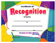Certificate of recognition colorful  30/pk