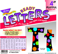 Neon dots ready letters 4in upper  lowercase combo