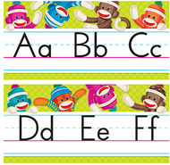 Sock monkeys alphabet lines