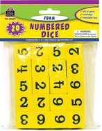 Foam numbered dice numerals 1-6