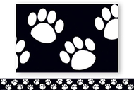 Black with white paw prints border  trim