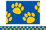 Blue with gold paw prints border  trim
