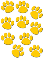 Gold paw prints accents