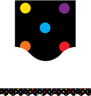 Black/multicolor dots scalloped  border trim