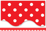 Red mini polka dots border trim