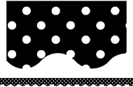 Black mini polka dots border trim