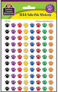 Colorful paw prints mini stickers  value pack