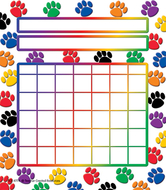 Colorful paw prints incentive chart  5 1/4 x 6 36/pk