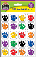 Colorful paw print stickers value  pack