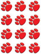 Red paw prints mini accents