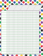 Colorful paw prints incentive chart  17 x 22