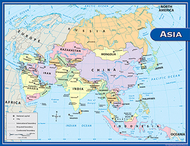Asia map chart 17x22