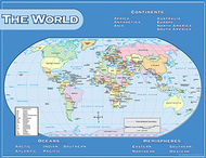 World map chart 17x22