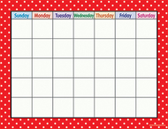 Red polka dots calendar chart