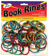 Book rings assorted colors 50pk