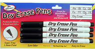 Dry erase pens fine point black 4pk