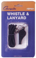Plastic whistle and lanyard