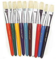Flat wooden handle brushes 10/set