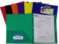 Two pocket poly portfolios 36/box  assorted with prongs