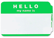 C line self adhesive green name  badges hello pack of 100