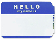 C line self adhesive blue name  badges hello pack of 100