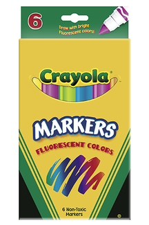 Picture of Crayola markers 6ct fluorescent  colors conical tip