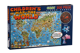 Picture of World map dinos childrens  illustrated 500 pcs jigsaw puzzle