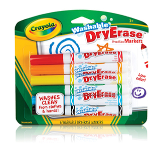 Picture of Crayola 6 color set dry erase  washable markers