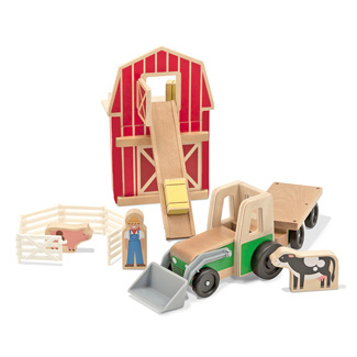 Picture of Whittle world 9 piece wooden farm &  tractor set