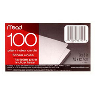 Picture of Cards index plain 3 x 5 100 ct