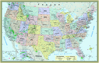 Picture of Us map laminated poster 50 x 32
