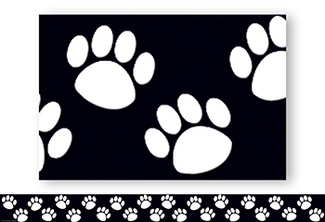 Picture of Black with white paw prints border  trim