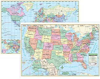 Picture of Us & world wall maps