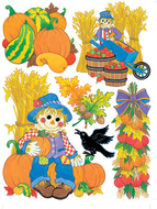 Window cling harvest scarecrows