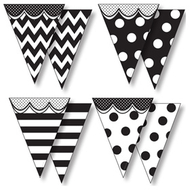 Big & bold black & white pennants  with pizzazz