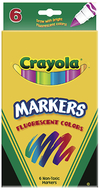 Crayola markers 6ct fluorescent  colors conical tip