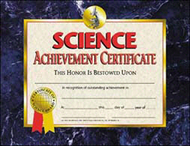 Science achievement 30/pk 8.5 x 11  certificates