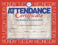 Certificates attendance 30/pk  8.5 x 11