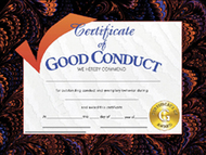 Certificates good conduct 30/pk  8.5 x 11