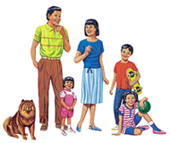 Multicultural families 4-set  flannelboard set pre-cut