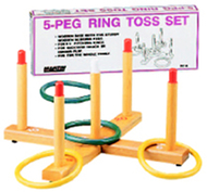 Ring toss game 5-peg base wood  pegs 4 plastic rings
