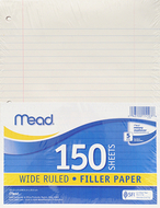 Notebook paper wide ruled 150ct