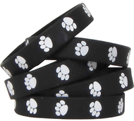 Black w white paw prints wristbands