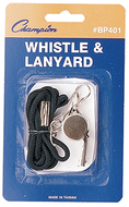 Metal whistle and lanyard